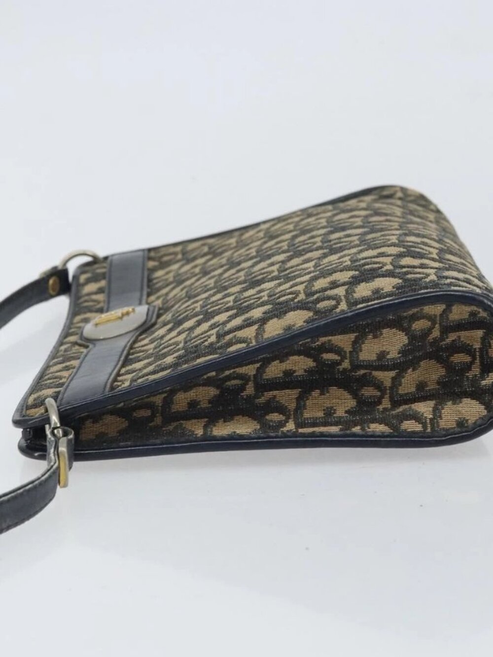 Christian Dior Trotter Canvas Shoulder Bag Navy Gold Auth bs32154 - Picture 6 of 16